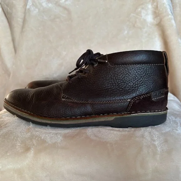 Clarks Edgewick Mid Chukka Boots Men's Size 13M Oiled Brown Leather - Picture 2 of 14